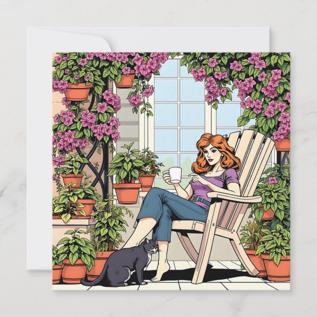 Tillbringande av tid med mitt katt, kaffe och växt (Framsida)