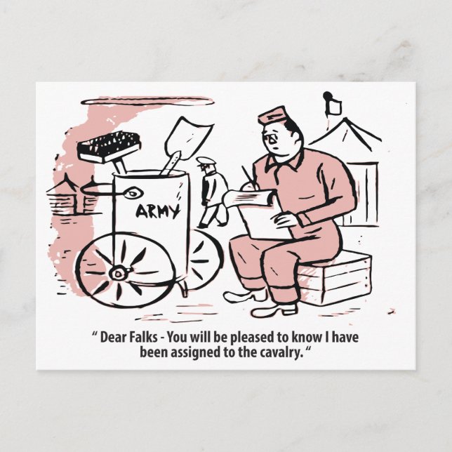 Tilldelad Kavalleriet, Arméhumor, Roliga Antik Vykort (Framsida)