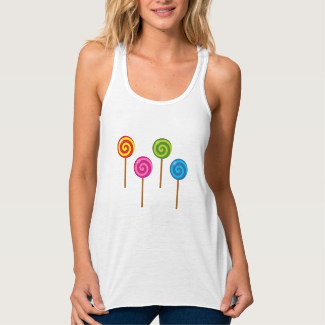 Tilldelade färgade Lollipops för Spiral Linne Med Racerback (Framsida)