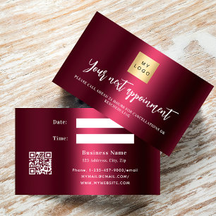 Tilldelningskort för Burgundy QR-logotyp Rabattkort