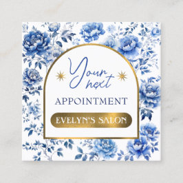 Tilldelningskort för elegant chinoiserie blåa blom fyrkantigt visitkort