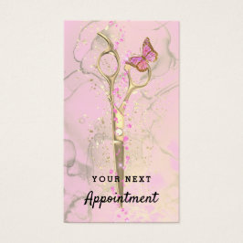 Tilldelningskort för hårstilist guld saxar visitkort