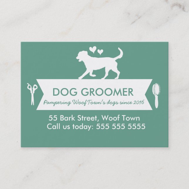Tilldelningskort för Hund Groomer - anpassningsbar Tidsbeställning Kort (Framsida)