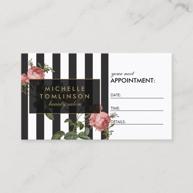 Tilldelningskort för Salon-avtalad Blommigt med vi Tidsbeställning Kort (Framsida)
