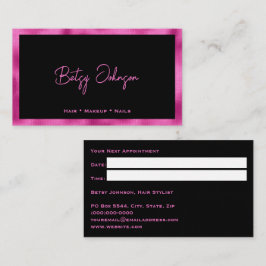 Tilldelningskort för svart och Shock rosa Faux Foi Visitkort