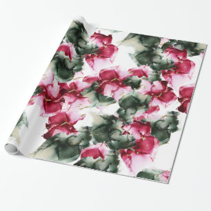 Tillfällen Abstrakt Crimson and Sage Grönt Vatten Presentpapper