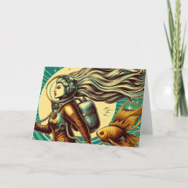 Tillfällen Astronaut och guldfisk Retro Kort