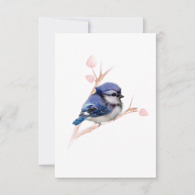 Tillfällen Blue Jay Bird Note Card Tack Kort (Framsida)
