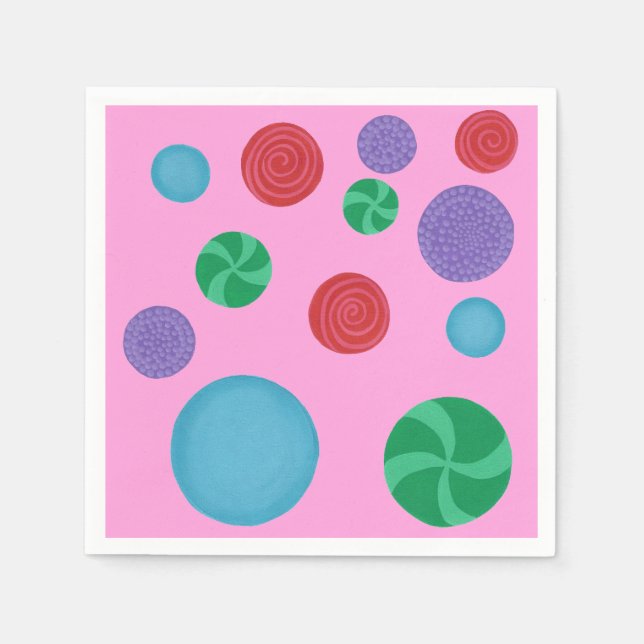 Tillfällen Colorful Polka dots Party Napkins Pappersservett (Framsidan)
