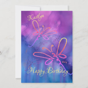 Tillfällen Dragonflies Birthday Notecard Anteckningskort