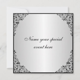 Tillfällen Elegant Blek Silver Svart Blommigt Inbjudningar