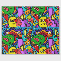 Tillfällen Gift med färgstarka doodle-monster
