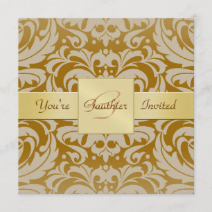 Tillfällen Golden Damask Guld Ribbon Inbjudningar