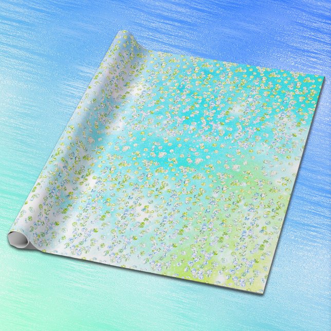 Tillfällen Grönt Aqua Blue Luxury Sequin Gnistra Presentpapper (Skapare uppladdad)