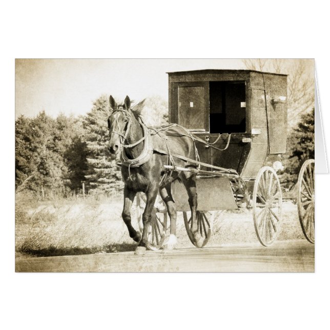 Tillfällen Horse och Buggy Sepia Greeting Card Hälsningskort (Framsidan Horizontal)