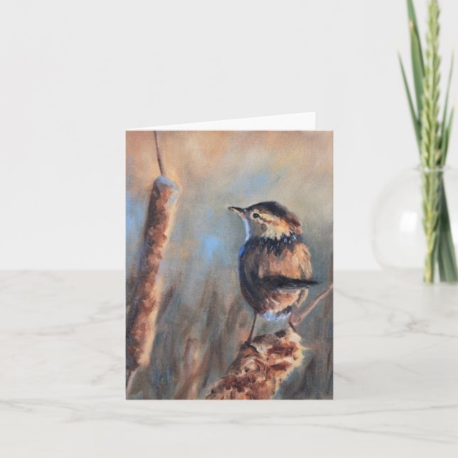 Tillfällen Marsh Wren Fine Art Kort (Framsida)