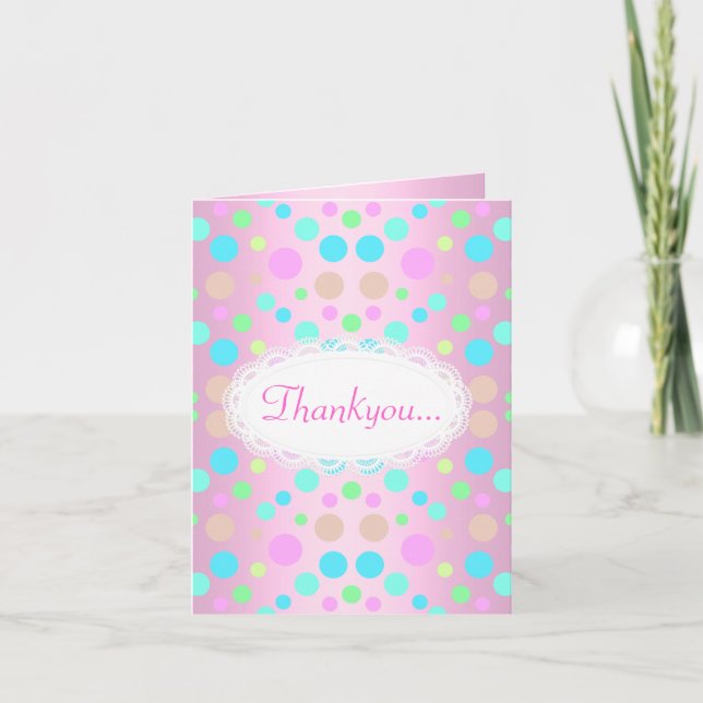 Tillfällen PASTEL POLKA DOT TACKAR DU KORTET Tack Kort (Framsida)