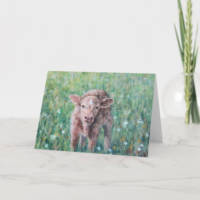 Tillfällen Vår Baby Calf Original Art Kort (Framsida)