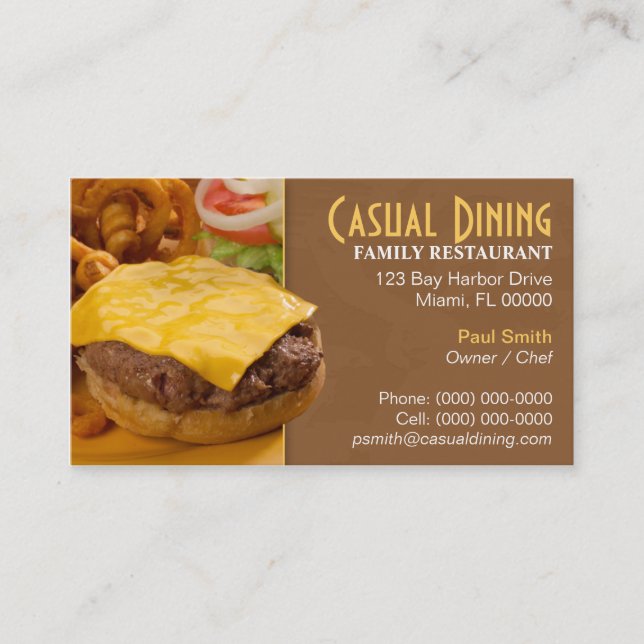 Tillfällig äta middag restaurangvisitkort visitkort (Framsida)