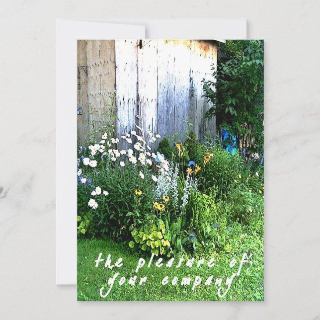 Tillfälligt lantligt trädgårdträdgårdbröllop inbjudningar (Framsida)