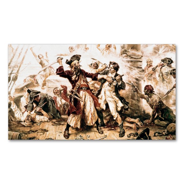 Tillfångata, piraten Svartskägg, Queen Anne's Reve Magnetiska Visitkort (Framsida)