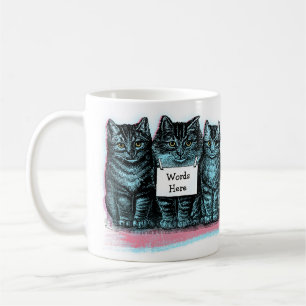 Tillfoga den kattnamn eller ord till den gulliga kaffemugg