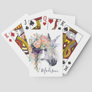 Tillfoga din den kända blommigten klädde Unicorn Casinokort