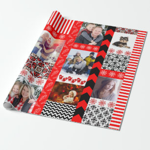 Tillfoga din egna Montage för fotojulpatchworken Presentpapper