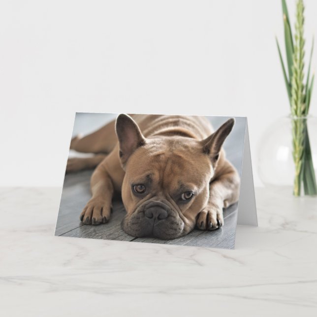 TILLFOGA DIN EGNA TEXT gulliga Frenchie Kort (Framsida)