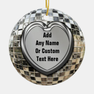 Tillfoga din egna textdiskoMirrorball prydnad Julgransprydnad Keramik