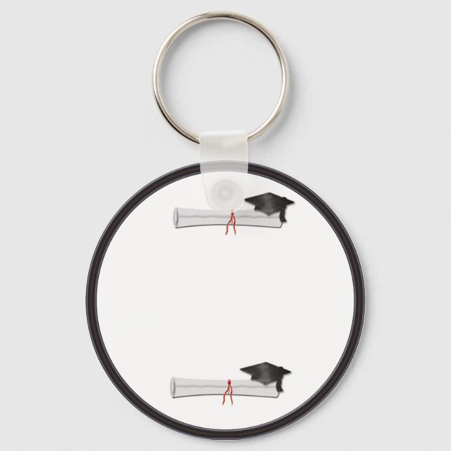 Tillfoga din egna textsvartstudenten Keychain Nyckelring (Framsida)