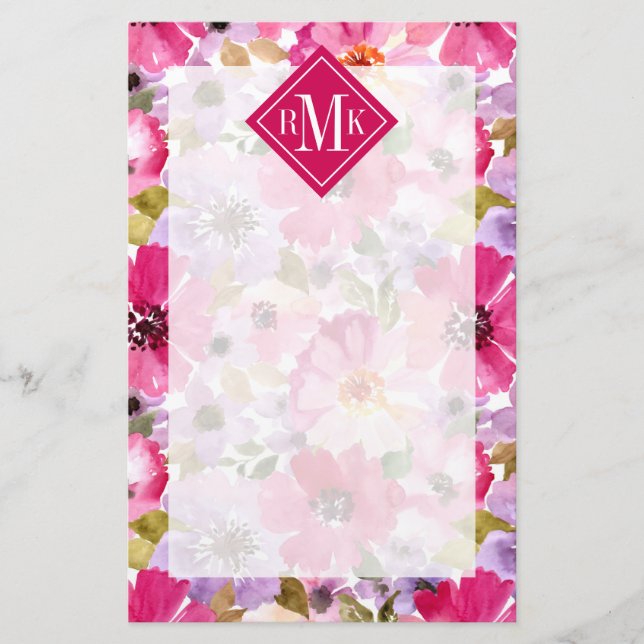 Tillfoga din för sommarvattenfärgen för Monogram | Brevpapper (Framsida)