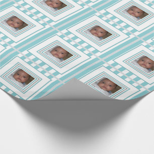 Tillfoga din görade randig fotoblåttvit slå in presentpapper