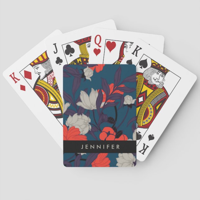 Tillfoga din kända | eleganta blått & röda casinokort (Baksidan)