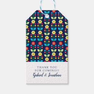 Tillfoga din kända   färgrika blommönster presentetikett
