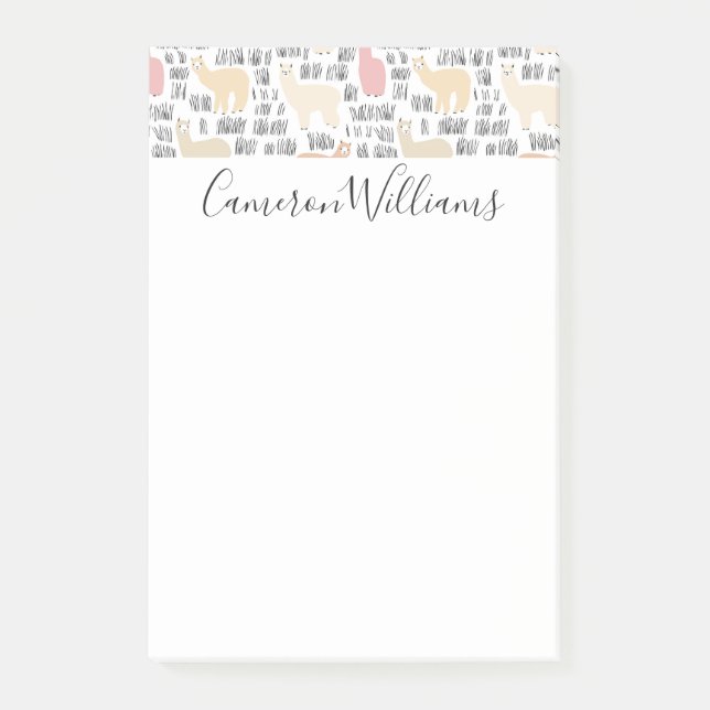 Tillfoga din kända | flock av Alpacasmönster Post-it Block (Framsida)