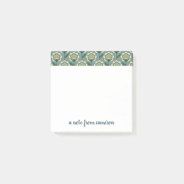 Tillfoga din kända | kricka & gulna blommönstret post-it block (Framsida)