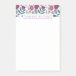 Tillfoga din kända magentafärgade blommönster post-it block