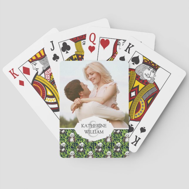 Tillfoga din kända | Panda med bambuvattenfärgen Casinokort (Baksidan)