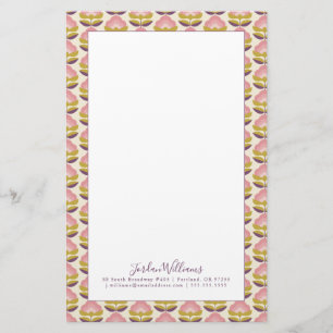 Tillfoga din kända Retro rosa- & lilablommönst Brevpapper