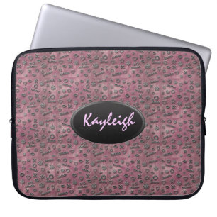 Tillfoga din kända rosa märkes- laptop sleeve