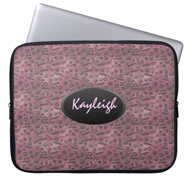 Tillfoga din kända rosa märkes- laptop sleeve (Framsidan)
