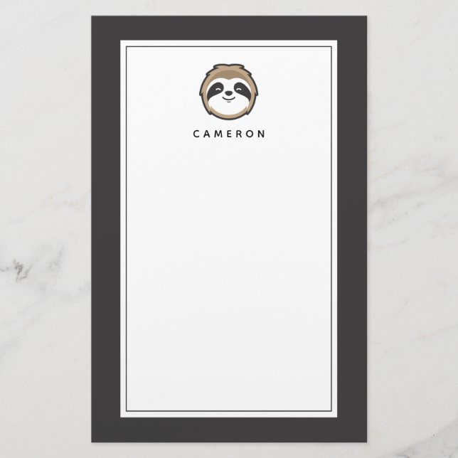 Tillfoga din kända | Slothmaskot Brevpapper (Framsida)