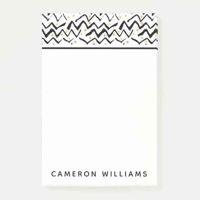 Tillfoga din kända | svart borstar slår & pricker post-it block (Framsida)