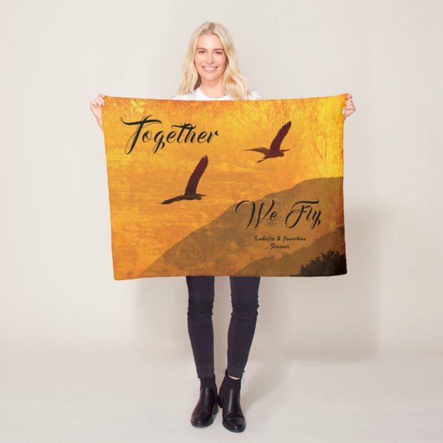 Tillfoga din kända | två klipska fåglar fleecefilt (På plats)