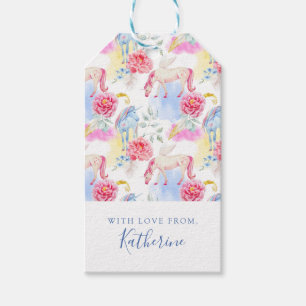 Tillfoga din kända vattenfärgUnicorn & Pegasus Presentetikett