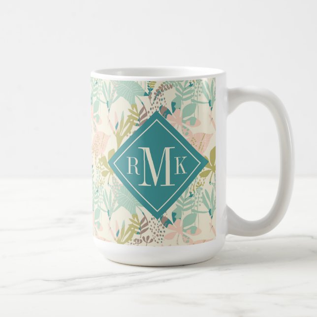Tillfoga din moderna blommönster för Monogram | Kaffemugg (Höger)