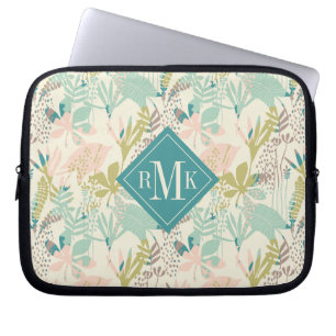 Tillfoga din moderna blommönster för Monogram Laptop Fodral