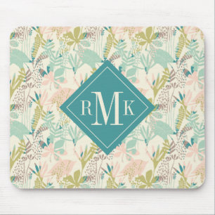 Tillfoga din moderna blommönster för Monogram Musmatta