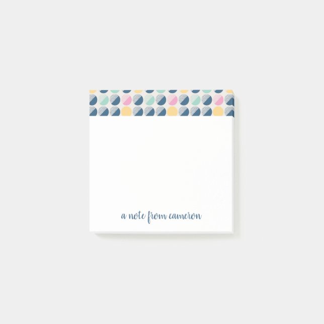 Tillfoga din Retro kända | Halv-Cirklar mönster Post-it Block (Framsida)